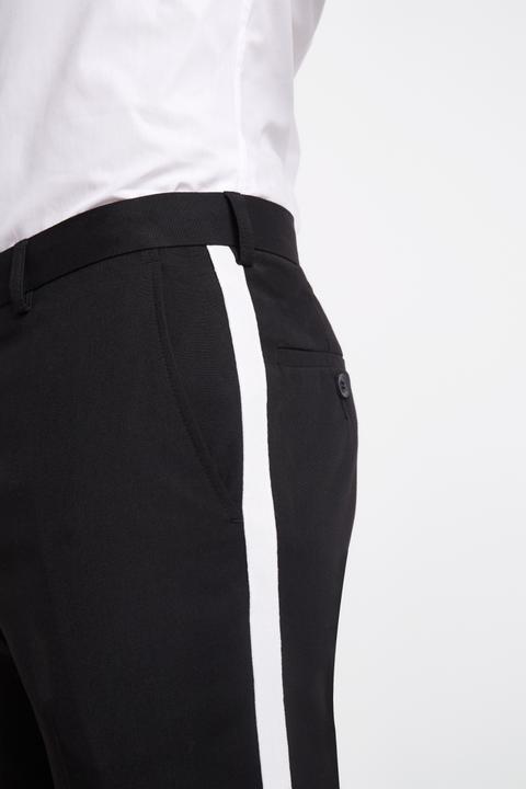 black trouser with white side stripe