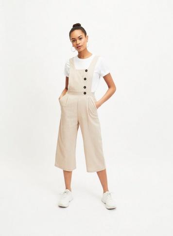 linen pinafore jumpsuit