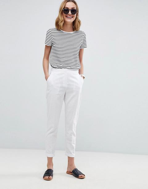 Asos Tailored - Zigarettenhose Aus Leinen - Weiß