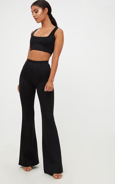 Black High Waist Extreme Flare Long Leg Trousers