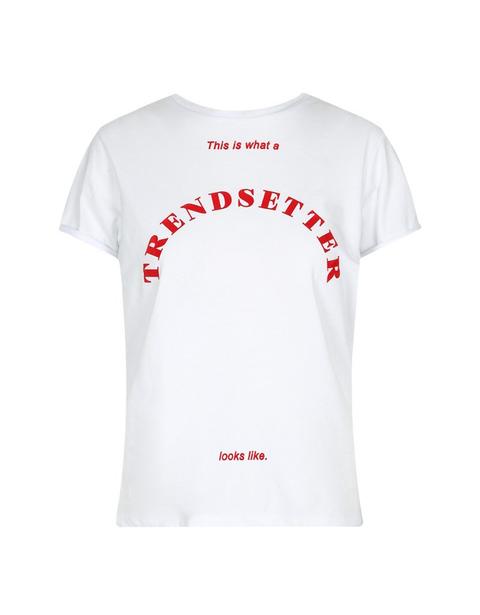 T-shirt Bianca Con Slogan Rosso