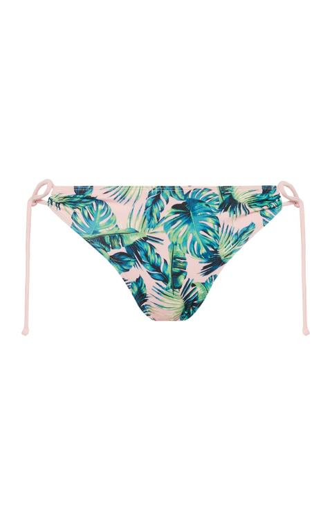 Palm Print Tie Side Bikini Bottoms