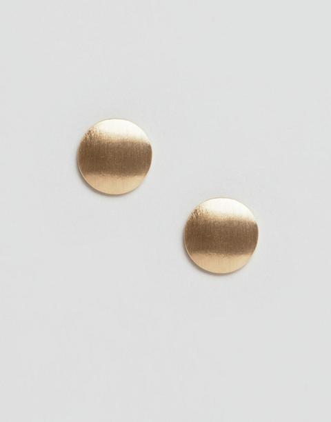 Pieces - Orecchini A Bottone Piatti - Oro