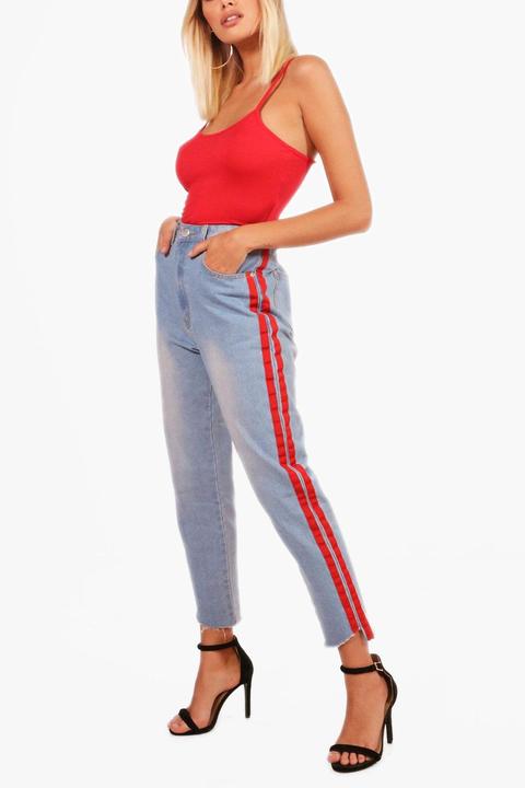 Sports Stripe Mom Jeans