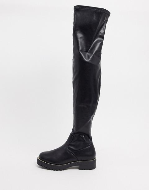 Asos Design Kate Flat Over The Knee Boots In Black