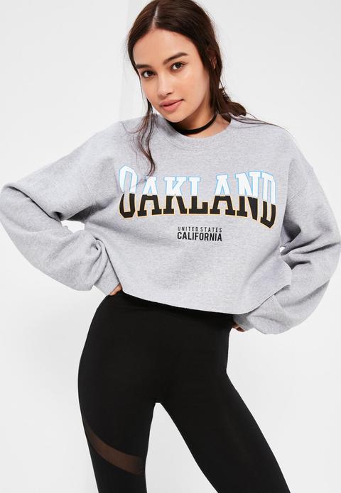 Grey Oakland Cropped Sweatshirt, Grey