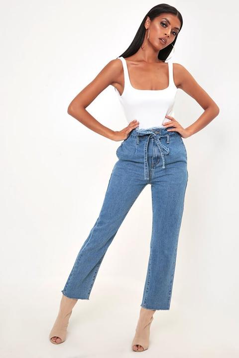 Mid wash high waist store paper bag boyfriend jeans