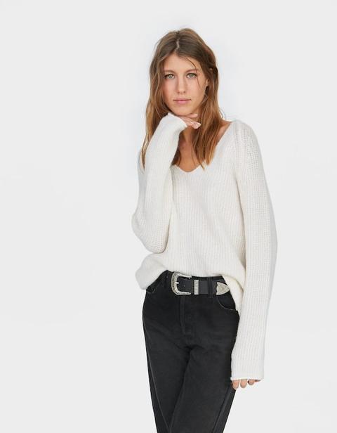 Pullover Scollo A V Pietra