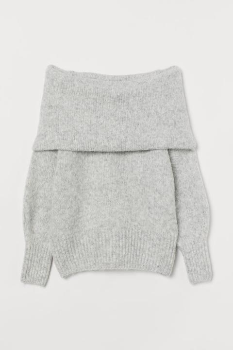 Off-the-shoulder Jumper - Grey