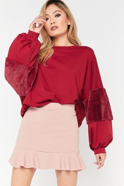 Alyssa Nude Frill Mini Skirt