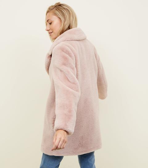 Pink fur 2024 coat new look