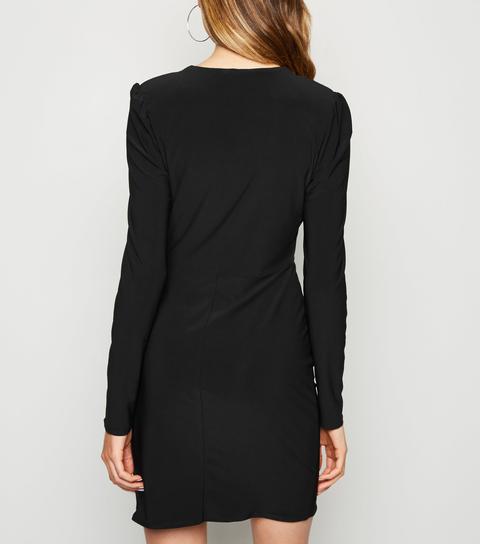 long sleeve ruffle wrap dress