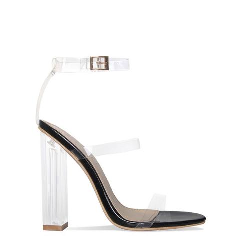 Darcia Black Patent Multi Clear Strap Heels