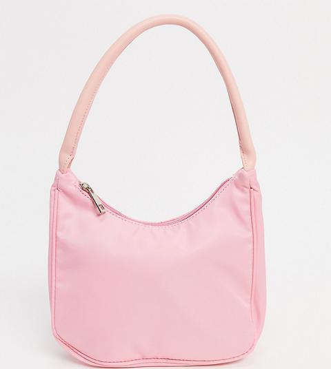 Glamorous Exclusive 90s Shoulder Bag In Pink Nylon