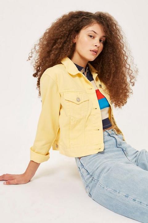 Womens Fitted Denim Jacket - Yellow, Yellow