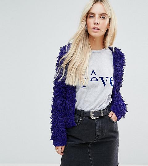 Asos Petite - Cardigan Corto A Punto Pelliccia - Blu