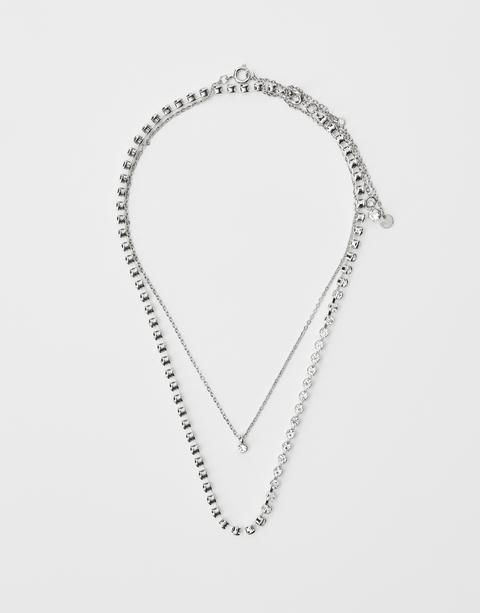 Pack 2 Collares Strass Cadena Y Charm Brillo (todas)