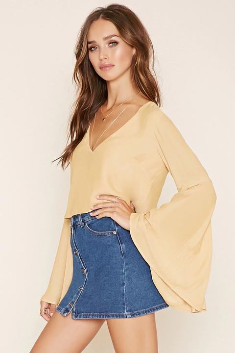 Trumpet-sleeve Boxy Top