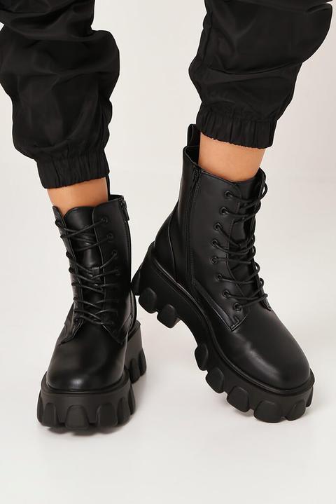 lace up chunky black boots