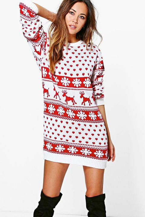 Lottie Reindeers & Snowflake Christmas Jumper Dress