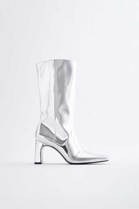 Bottes Hautes À Talons Métallisés