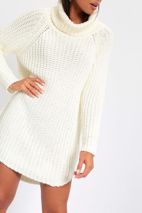oversized cream roll neck jumper