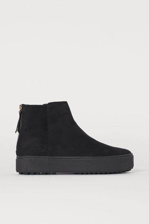 Botas Con Forro De Peluche - Negro