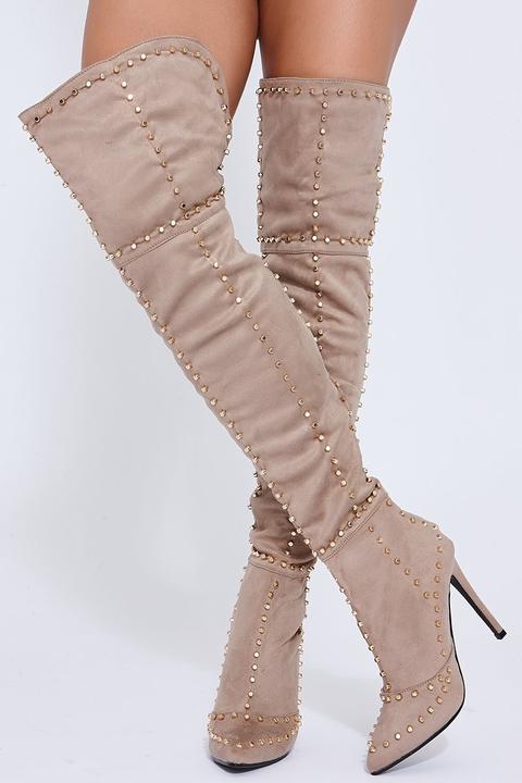 over the knee studded boots