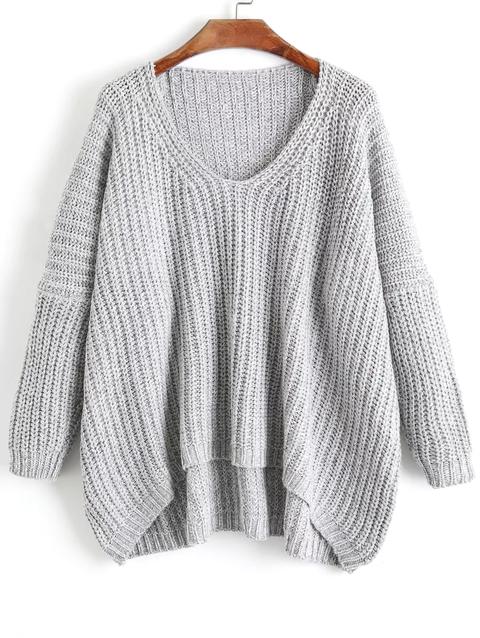 Maglione Largo Plus Size Con Scollo A V