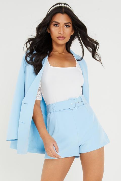 Pale Blue Belted Shorts