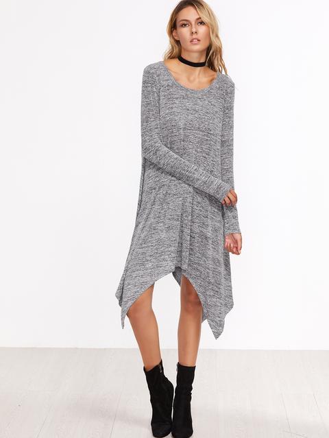 Vestito Asimmetrico A Maglia Grigio