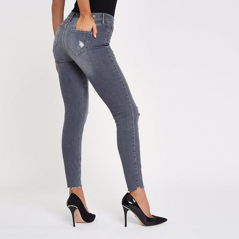 grey ripped jeggings