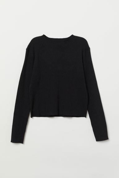 H & M - Pullover In Maglia A Coste - Nero