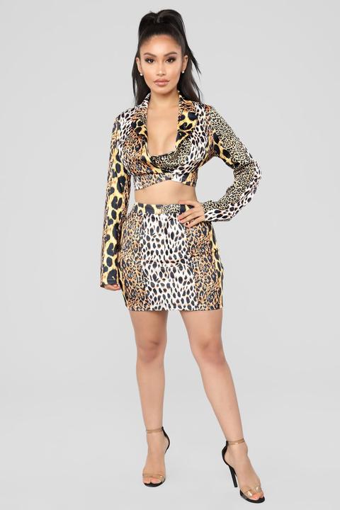 leopard skirt set