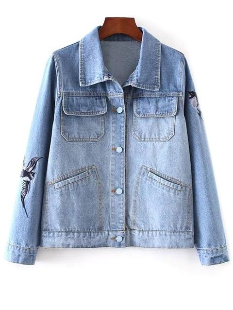 Uccello Ricamato Jean Jacket