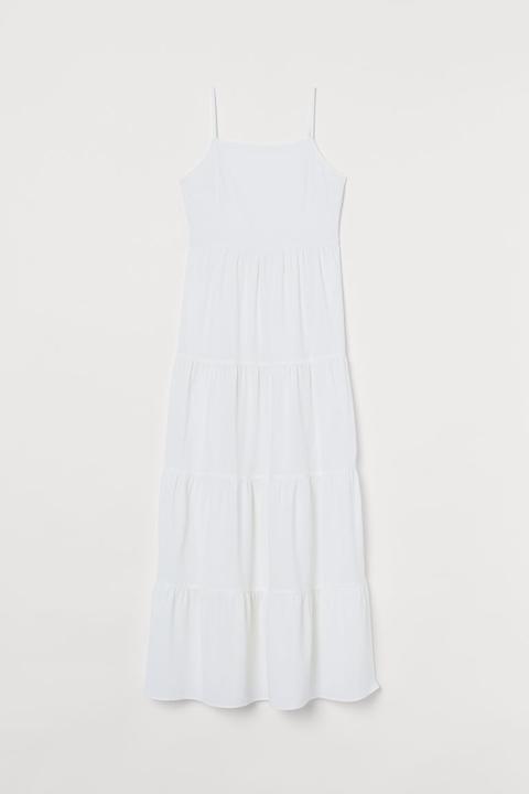 Vestido Largo De Crepé - Blanco