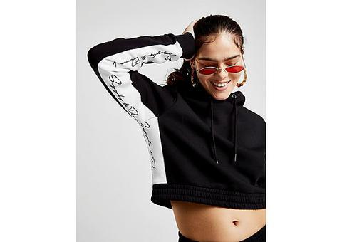 Supply & Demand Script Contrast Crop Hoodie - Black/white - Womens