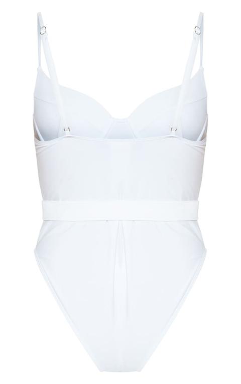 White Belted Cupped Swimsuit