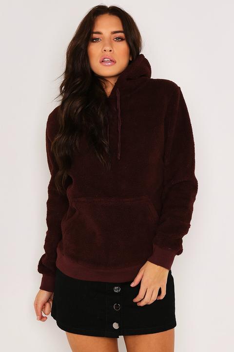 Burgundy Teddy Hoodie