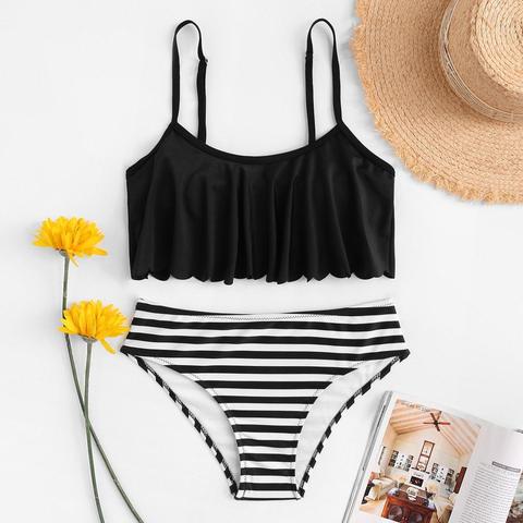 A Righe Bikinis Bianco E Nero Costume Da Bagno