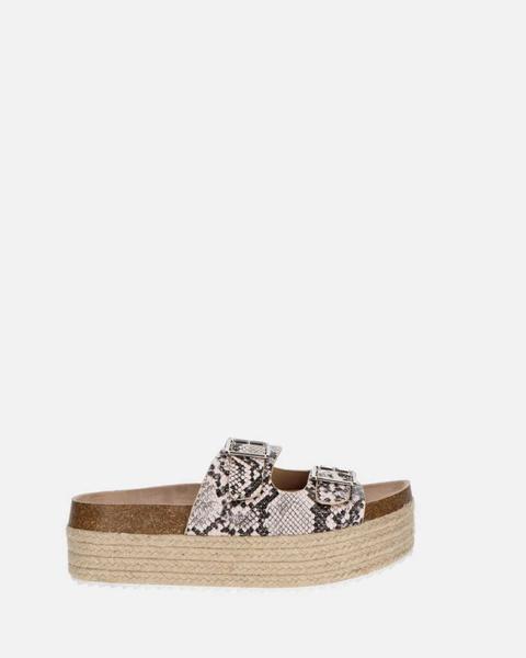 Deana - Chanclas De Paja En Serpiente Rosa