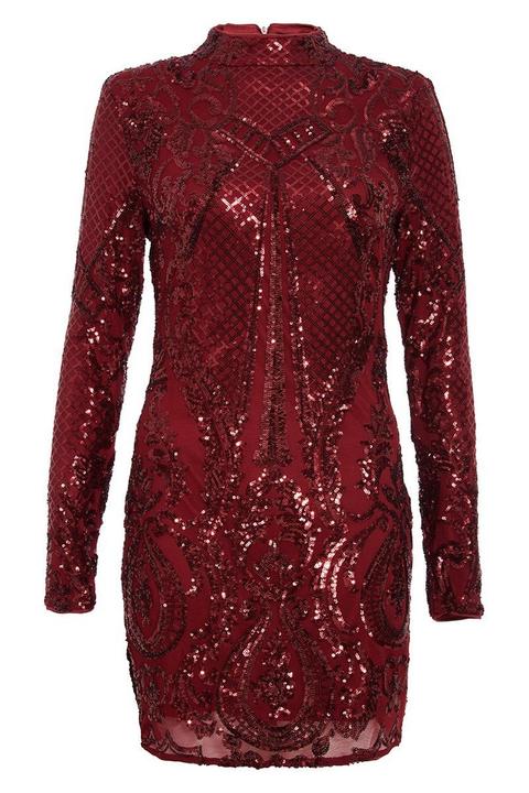 Quiz berry sequin sales bodycon dress