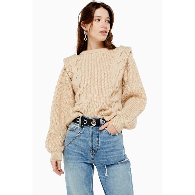 oatmeal cable knit jumper