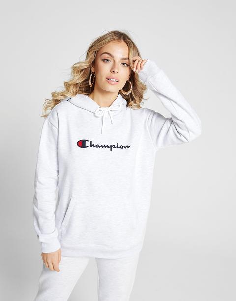 champion script logo grey hoodie
