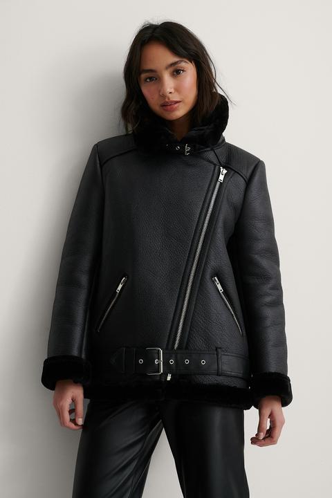 Na-kd Trend Veste Aviateur En Tissu Contrecollé - Black