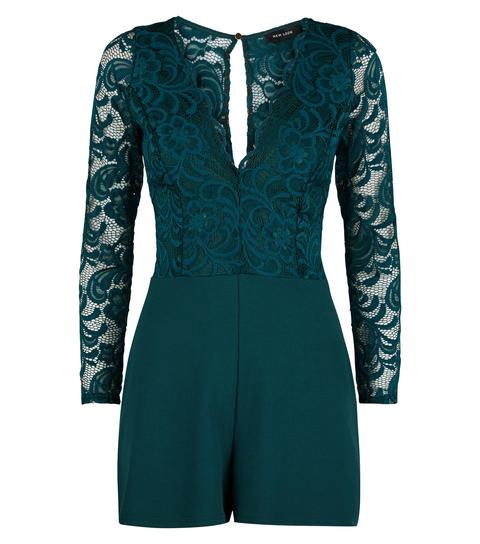 green lace playsuit