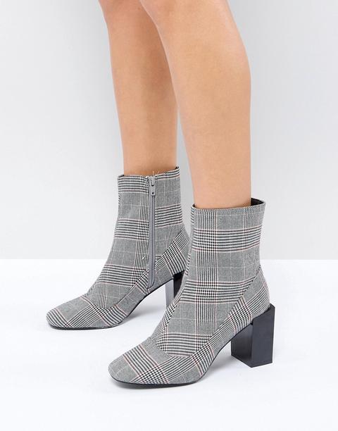 River Island - Stivaletti A Quadri Con Tacco Largo E Punta Quadrata - Multicolore