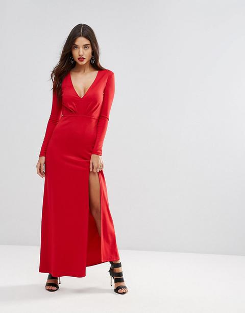 Ivyrevel - Vestito Lungo Con Spacco Frontale - Rosso