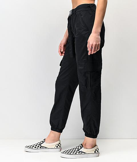 black cargo pants with buckle belt