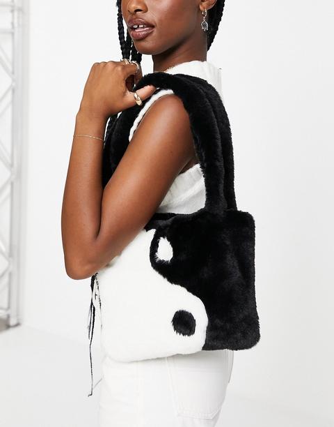 Bolso Tote Pequeño Monocromático Con Diseño De Yin Yang De Piel Sintética De Asos Design-multicolor